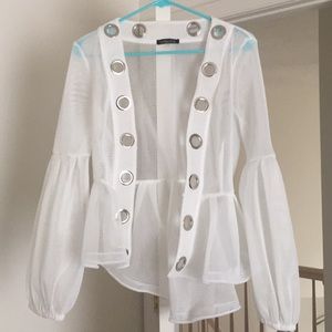 White knitted Peplum Top